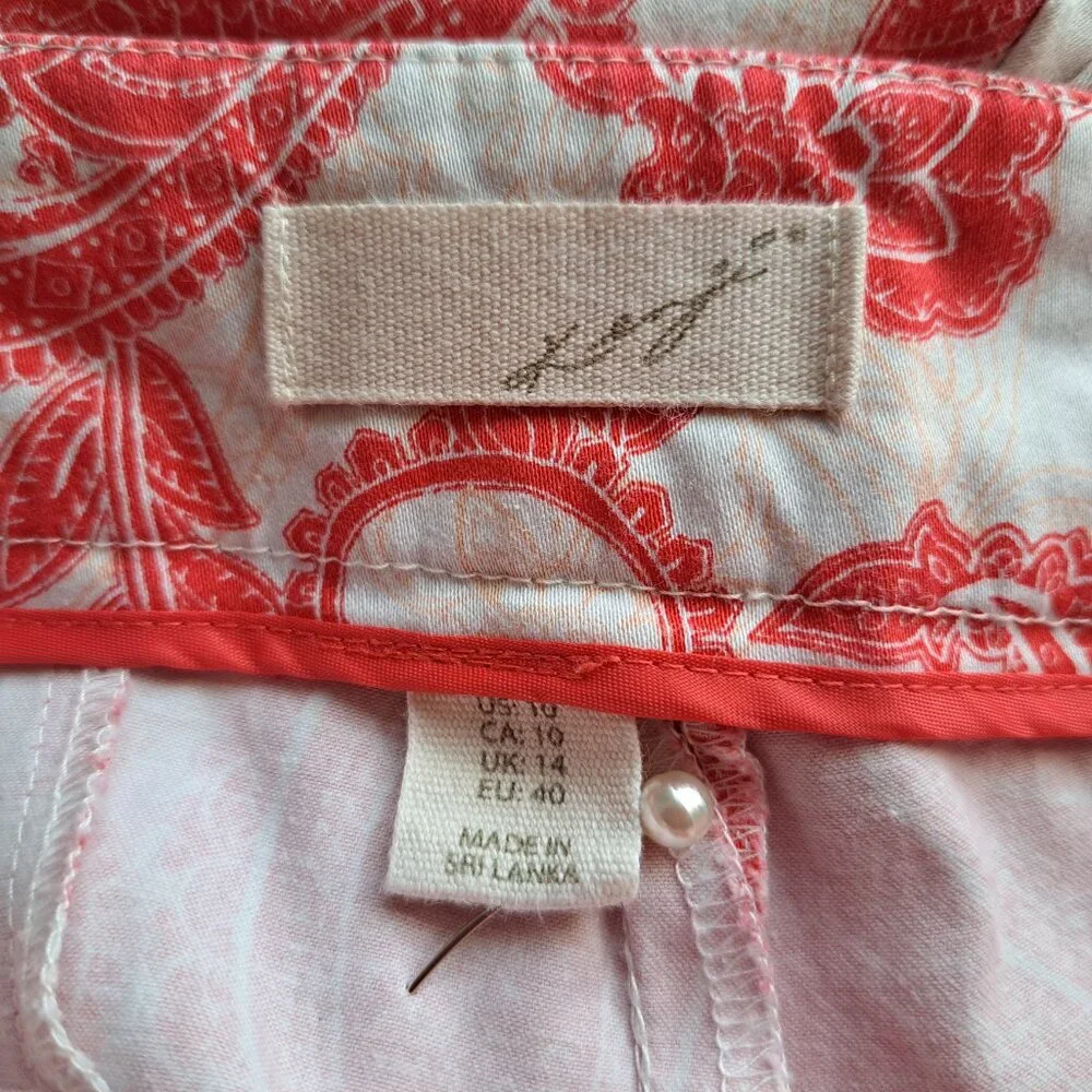 Kenji Women's Shorts Paisley White/Pink Size 10